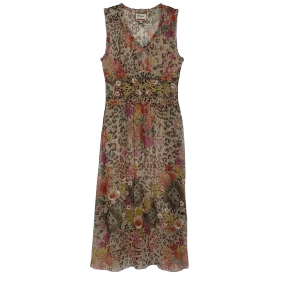 Johnny Was Mazzy Boxy shirred mesh slip maxi dress - Picture 2 of 7